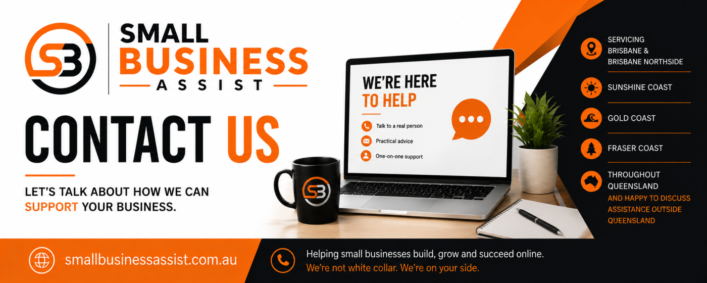 Small Business assist- Websites, SEO - Google Business Profile, Small Business Assistance -Contact us banner